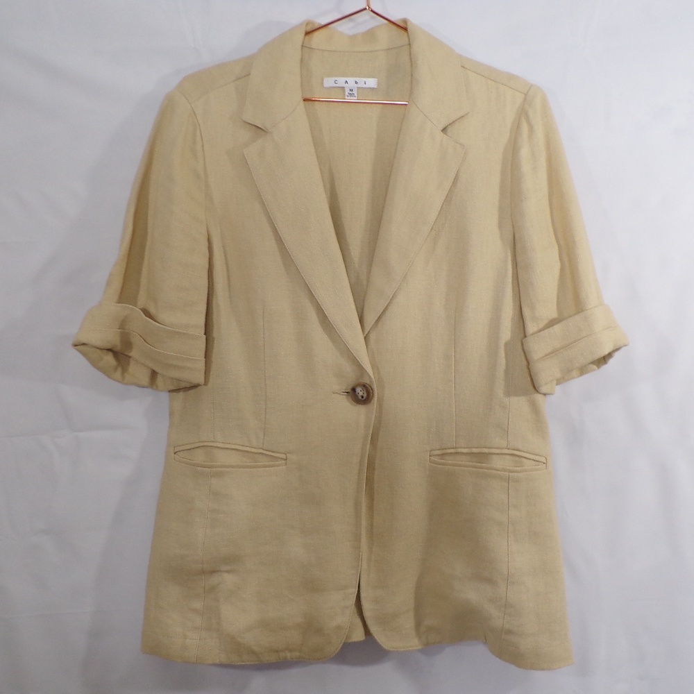 Cabi #902 Short Sleeve Blazer 100% Linen, Sz M